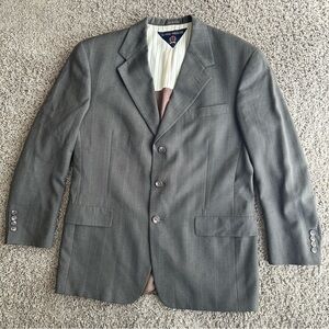 Tommy Hilfiger Men's 40R Gray Pinstripe Suit Jacket US Made Single Breasted Coat